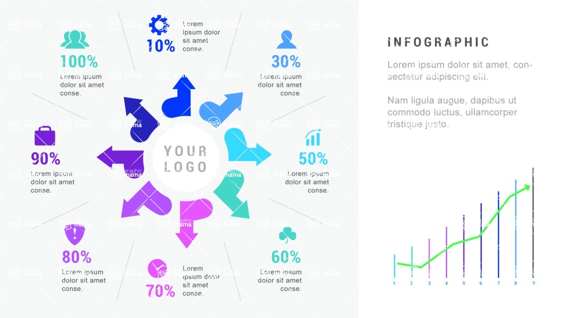 Infographic Templates Collection - Vector, Photoshop, PowerPoint, Google Slides - 8 Data Options Infographic Template